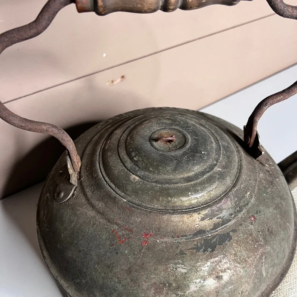 Antique Majestic Copper Tea Kettle Wood Handle Patented‎ May 17 1898 Primitive